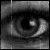 Animated grayscale eye sequence showing iris rotation and pupil movement across with vertical line artifacts