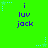 Green background with blue star outlines and purple text reading 'i luv jack' repeated in a pattern