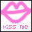 Six identical pink lips icon frames with "kiss me" text on white background arranged in a 3x2 contact sheet grid.