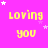 identical yellow text phrases 'LOVING you' on a bright pink background with scattered white and light purple stars