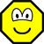 Yellow octagonal icon with black border, white eyes with black pupils, and a curved smile on gray background.