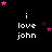 Black background with white text "i love john" repeated in a , pink and purple stars scattered across the scene. The rightmost star cluster shifts position between observations