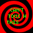 Four identical red and black spiral patterns with green text reading CAN'T TOUCH THIS arranged in a on a black background