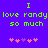 Green pixelated text on purple background reads "I love randy so much" with pink and purple hearts below, repeated twice.