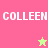 Pixelated text "COLLEEN" appears on pink and green backgrounds with a star symbol changing color between frames.