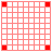 red and white pixels forms a sequence where the red pattern expands from scattered dots to dense clusters