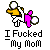 Pixelated cartoon figure in yellow shirt and white pants with pink accents, holding a microphone, standing against gray background with text below.