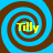 Four identical spiral patterns with blue and brown concentric rings, each containing the yellow text 'Tilly' in a pixelated font.