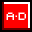 Red square icons with white borders display changing letters and symbols across five , including 'A-D' variations and individual characters like M, E, D, K, S