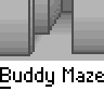 Animated contact sheet showing a 5x5 grid of frames from an animated buddy icon featuring a white stick figure in red clothing navigating through gray maze corridors with visible movement across sampled frames.