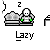 Pixelated character with white face and green hands sits on gray couch, emitting 'z' sound lines while text below reads 'Lazy', one frame shows speech bubble saying 'CAN'T REACH'.