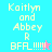 Pixelated text 'Kaitlyn and Abbey R BFL!!!!!!' on cyan, light blue, pink, and light blue backgrounds with animated star icons.