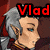 Pixelated character portraits with overlaid text labels, featuring gray-haired figures against contrasting backgrounds.