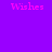 Four display the word 'Wishes' in pink pixelated text against solid backgrounds of purple, blue, cyan, and light blue
