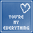 A 5x5 contact sheet of animated frames showing a blue gradient background with white pixelated heart and text "YOU'RE MY EVERYTHING" in each frame.