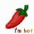 A red chili pepper character with green stem, white eyes, and black limbs in multiple poses including standing, dancing, and sitting.