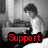 Six distinct pixelated images arranged in a , each with overlaid text in different colors and fonts