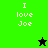 Green and black pixelated image with "I love Joe" text, featuring a star symbol that changes color between frames.