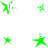 Green star-shaped pixel art icons in various sizes and orientations across a white background, some with motion blur effects.