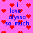 Pixelated pink background with red heart symbols and blue text reading "i love alyssa so much" repeated across the image.