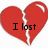 Red broken heart icon with black text reading "I lost my perfect dance partner..." on white background.