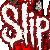 Pixelated red and white text logo with dripping effect on transparent background, part of an animated contact sheet frame.