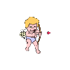Animated sequence of a cartoon Cupid with blonde hair, light blue diaper, and small wings holding a bow and arrow, transitioning through various poses and actions.