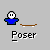 Pixelated cartoon character in blue shirt and white head performs actions with brown skateboard on gray background, text above changes from 'U SUCK' to 'WATCH ME' in early 2000s style.