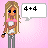 A 3x3 grid of pixel art frames showing a blonde cartoon character with changing speech bubbles and text overlays against a pink background.