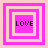 Four variations of a pink and white square frame with 'LOVE' text in the center, each showing different layer arrangements.