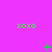 Green 'xoxo' text and pixelated symbols on a solid purple background with animated changes across frames.