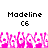 Pixelated text 'Modeline' and 'C6' above a pink floral pattern on white background.