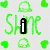 Four- with text overlays: 'Shine' in green script, 'love' over a beach scene, 'to' on a rainbow swirl, and 'smile' on two ice cream cones