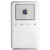 Pixelated digital image of a silver iPod Classic with Apple logo on screen, white click wheel, and gray body.