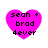 Four identical pink heart-shaped icons with black pixelated text reading "sean + brad dever" arranged in a on a white background