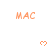 Orange 'MAC' text and pixelated hearts on white background with gray overlay in bottom-right corner.