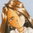 Pixelated static image of a female character with long brown hair and light skin, wearing a white top against a light blue background.