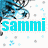 Pixelated icon with cyan text 'Sammi' over a blue and black abstract background featuring scattered light blue squares.