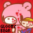 identical pixel art icons featuring a pink bear and child with blood splatters, each labeled "GLOOMY BEAR" in black text on red background