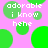 Pixelated green circles on pink background with repeated text "adorable i know hehe" in white pixel font.