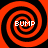 Four identical red and black spiral patterns arranged in a , each containing the word "BUMP" in white pixelated text at the center