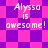 Pixelated text 'Alyssa is awesome!' on a pink and purple checkered background with two distinct pattern variations.