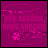A static image with a magenta background displays the text "SHE DREAMS SHE'S DANCING" in white pixelated letters, accompanied by small pink floral symbols.