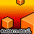 Pixelated orange cubes float against a gradient background shifting from yellow to red, with repeated text "anonymous" in black and white outline.