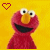 A contact sheet of 11 animated frames showing Elmo from Sesame Street with varying mouth expressions and heart symbols in the top-left corner, arranged in a 4x3 grid on a yellow background.
