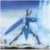 Pixelated blue figure with outstretched arms and legs against a light gradient background, appearing to float or stand in mid-air.