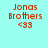 Four pixelated display 'Jonas Brothers <33' text on distinct pastel backgrounds with no visible motion