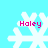 Four white snowflake icons on a light blue background, each with pink text reading 'Haley' above the snowflake.