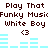 Pixelated text and audio visualizers repeat in two with brown text on white background and light blue bars