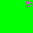 A bright green background with a small pink pixelated heart shape in the upper center.